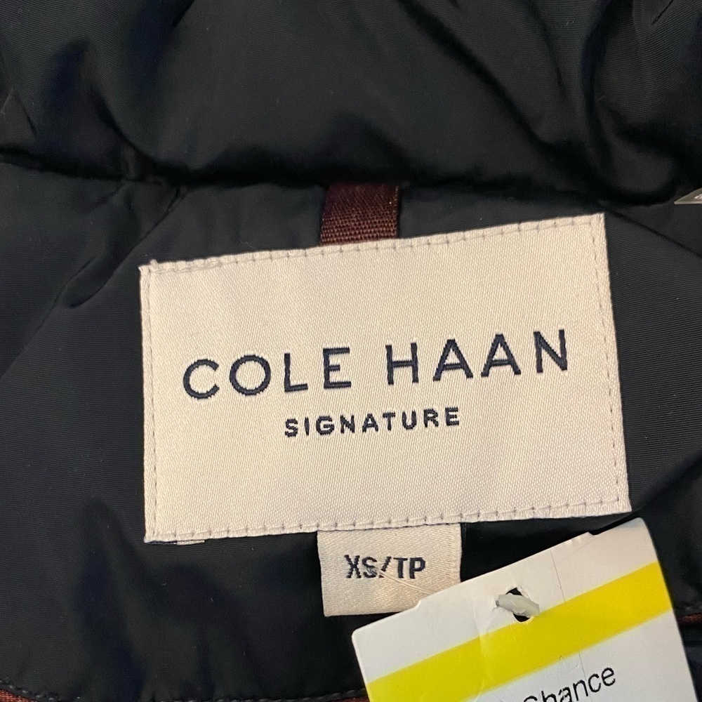 Cole Haan Signature Down & FeatherHooded Puffer Coat Dark Navy New Size XS - Picture 9 of 12